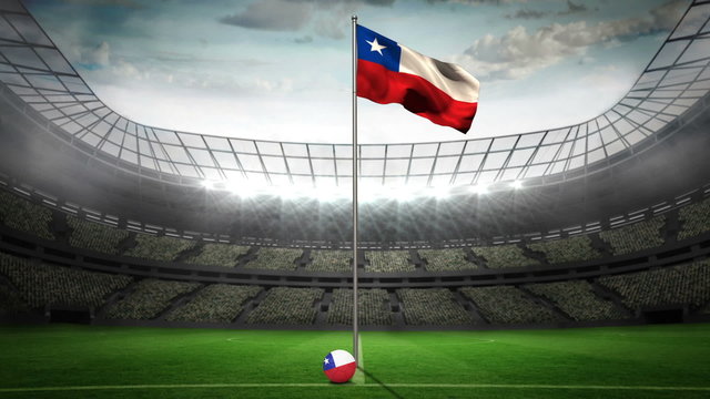 Chile national flag waving on flagpole
