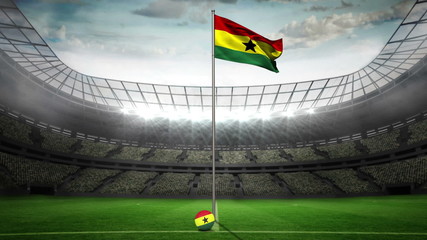 Ghana national flag waving on flagpole - Powered by Adobe