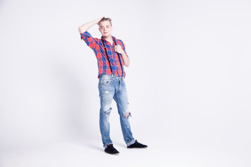 Young man posing in studio