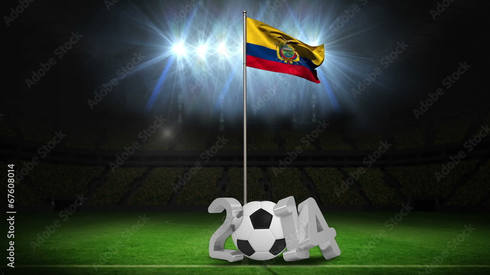 Poster ecuador national flag waving on flagpole with message