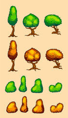 Set of vector trees and bushes.