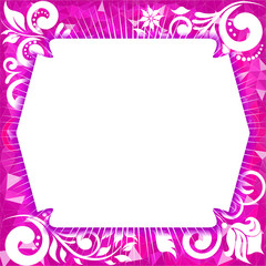 Frame for photo on a magenta  background with triangles