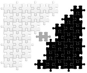 puzzle noir/blanc, clé pièce grise