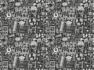 doodle back to school seamless pattern