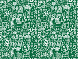 doodle back to school seamless pattern