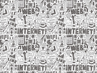 doodle internet web seamless pattern