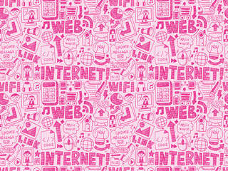 doodle internet web seamless pattern