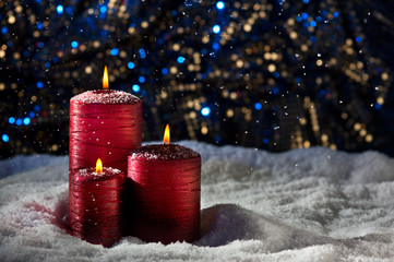 Candles in snow