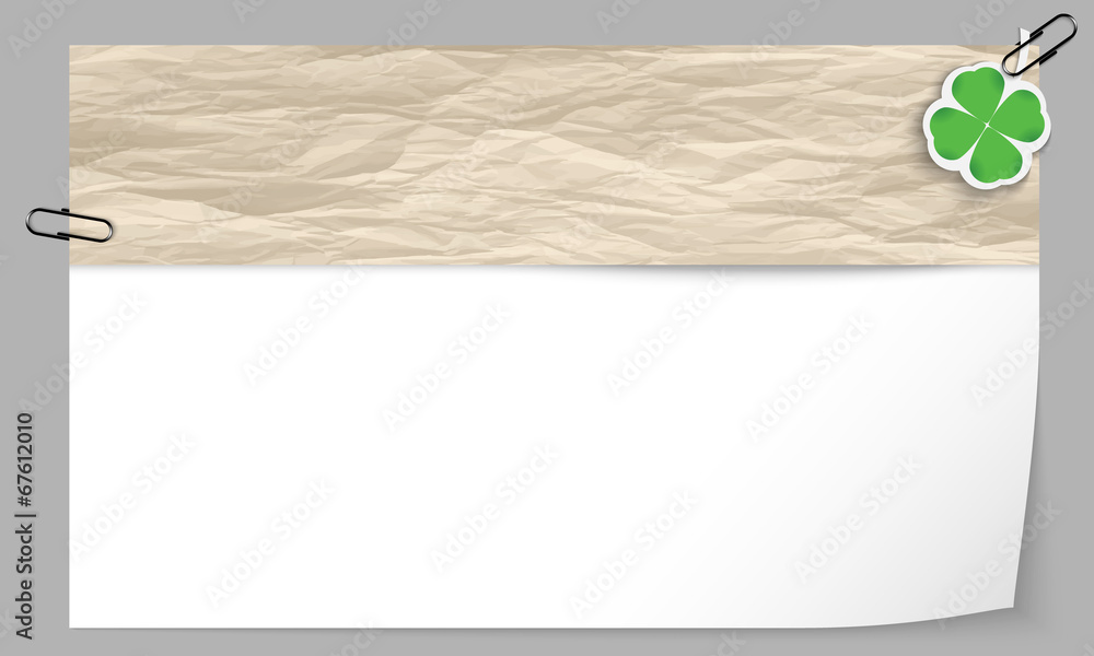 Poster text box with texture of paper and cloverleaf