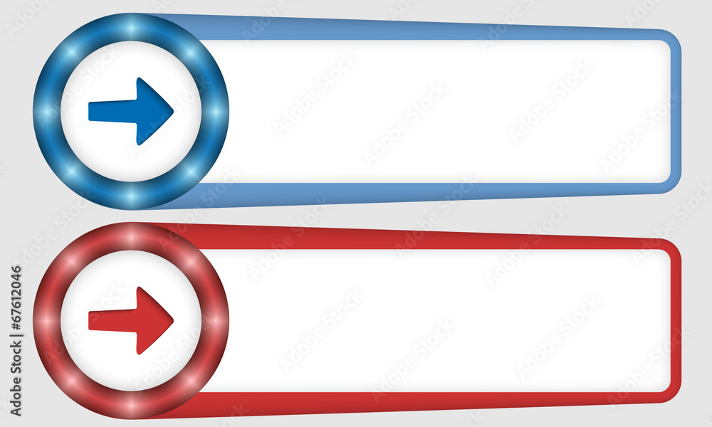 Poster blue and red frames for any text with arrow