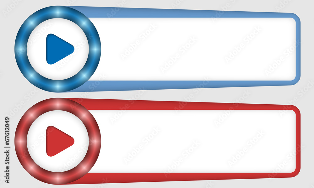 Poster blue and red frames for any text with play symbol