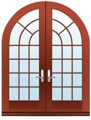 Vector version of closed two parts wooden halfmoon doors