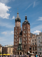 Fototapeta na wymiar View of St.Mary's Basilica at Market Square ,Krakow