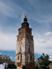 Fototapeta na wymiar Tower of Old City Hall in Krakow,Poland