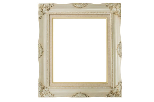 Old picture frame isolate on white background with clipping path