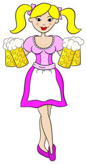 Oktoberfest Bedienung serviert Bier