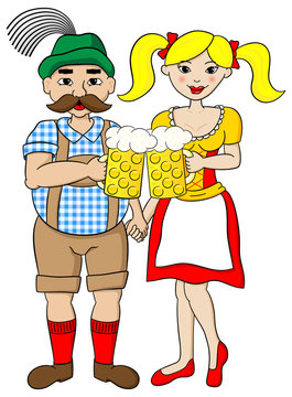 bayerisches Paar auf dem Oktoberfest mit Ma&szlig;krug