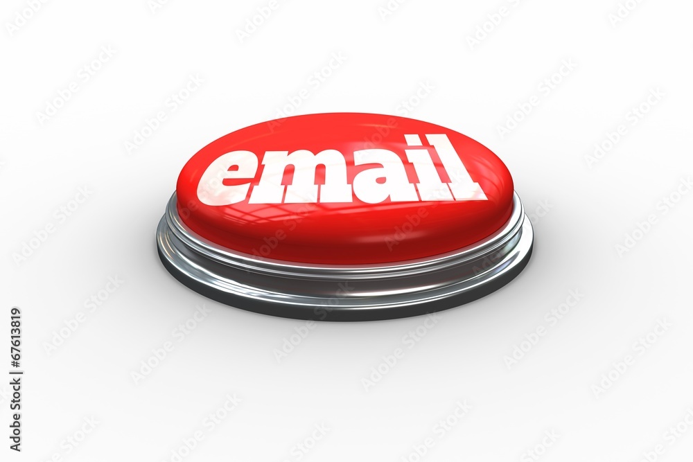 Poster Email against digitally generated red push button