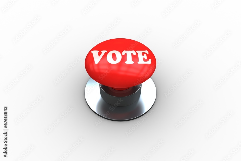 Poster Vote on digitally generated red push button
