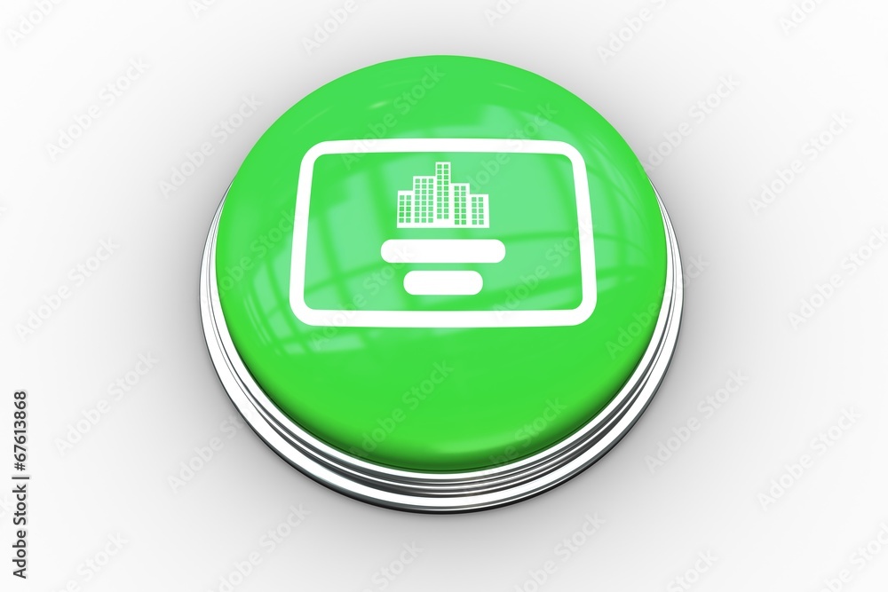 Poster composite image of urban cityscape graphic on button