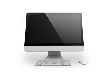 Desktop computer on white background