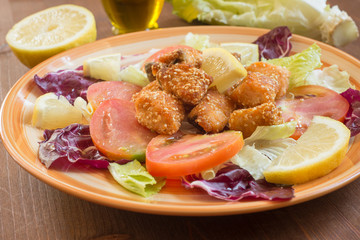 Salmone fritto con semi di sesamo, fried salmon with sesame