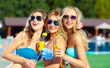 beautiful girls having fun on summer party