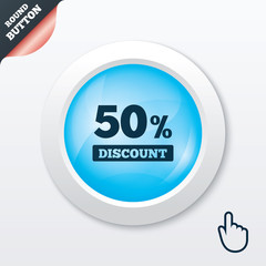 50 percent discount sign icon. Sale symbol.