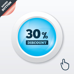 30 percent discount sign icon. Sale symbol.