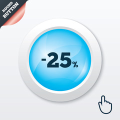25 percent discount sign icon. Sale symbol.