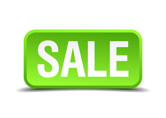 Sale green 3d realistic square isolated button