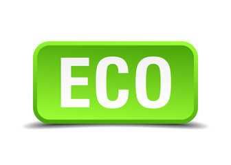 Eco green 3d realistic square isolated button