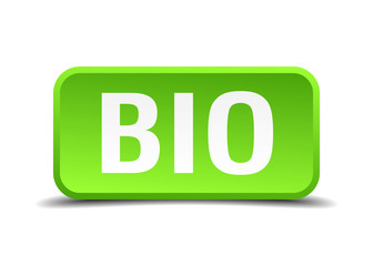 Bio green 3d realistic square isolated button