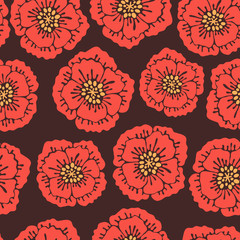 Seamless floral pattern with blooming poppies.