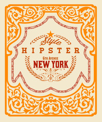 Baroque ornaments and floral details, retro frame