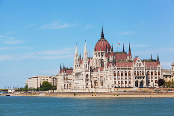 Fototapeta na wymiar View of a building of the Hungarian parliament,