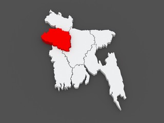 Map of Rajshahi. Bangladesh.