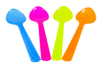 Color plastic tableware dishes , spoon