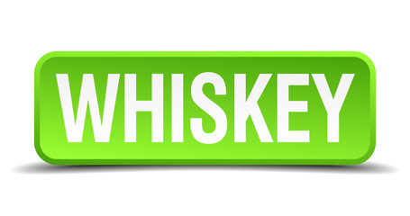 Whiskey green 3d realistic square isolated button