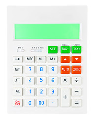 Calculator on display on white background