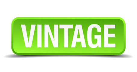 Vintage green 3d realistic square isolated button