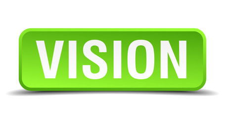 Vision green 3d realistic square isolated button