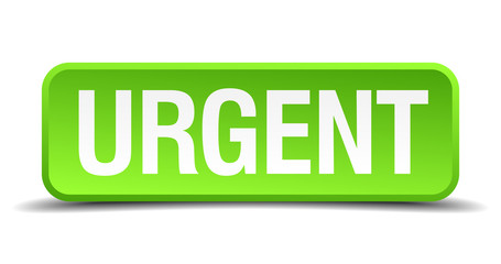 Urgent green 3d realistic square isolated button