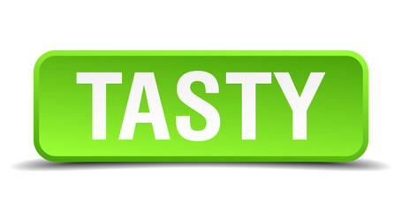 Tasty green 3d realistic square isolated button