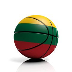 Naklejka premium Basketball ball flag of Lithuania isolated on white background