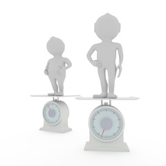 ダイエットをする二人の人の3Dのイラスト