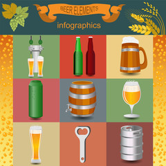 Set icons beer equipment, for creating your own infographics.