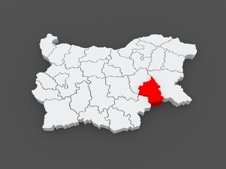 Map of Yambol region. Bulgaria.