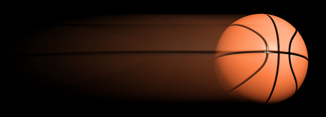 Naklejka premium Classic basketball ball in motion isolated on black