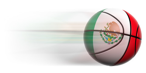 Naklejka premium Basketball ball with flag of Mexico in motion isolated
